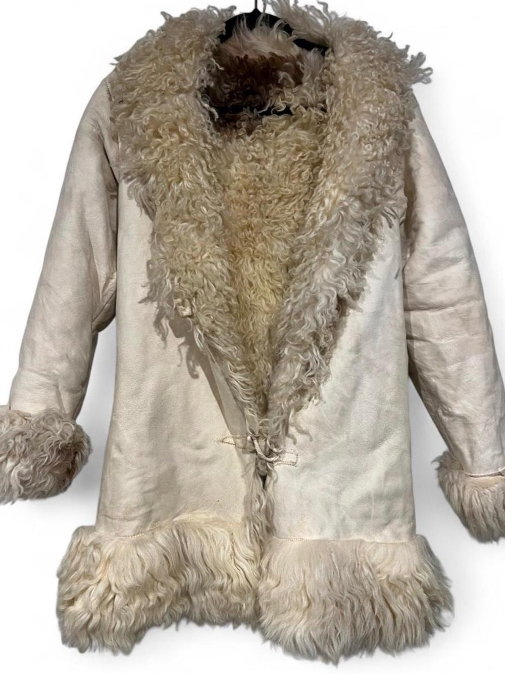 Vintage 70s Cream Genuine Shearling Afghan Penny Lane Coat ✨